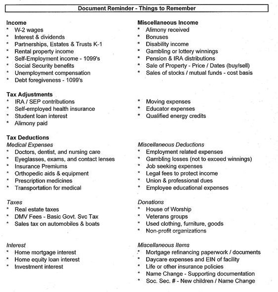 Tax Document Checklists : Https://www.vanderbiltfg.com/